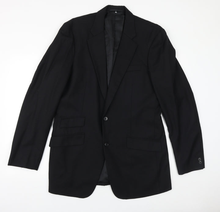 WILLIAM CHENG & SON Mens Black Wool Jacket Suit Jacket Size 40 Regular