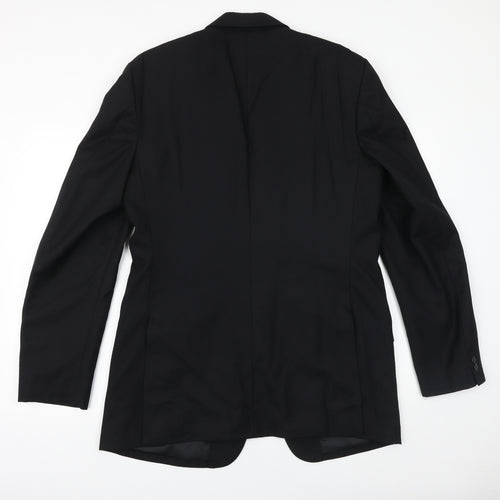 WILLIAM CHENG & SON Mens Black Wool Jacket Suit Jacket Size 40 Regular