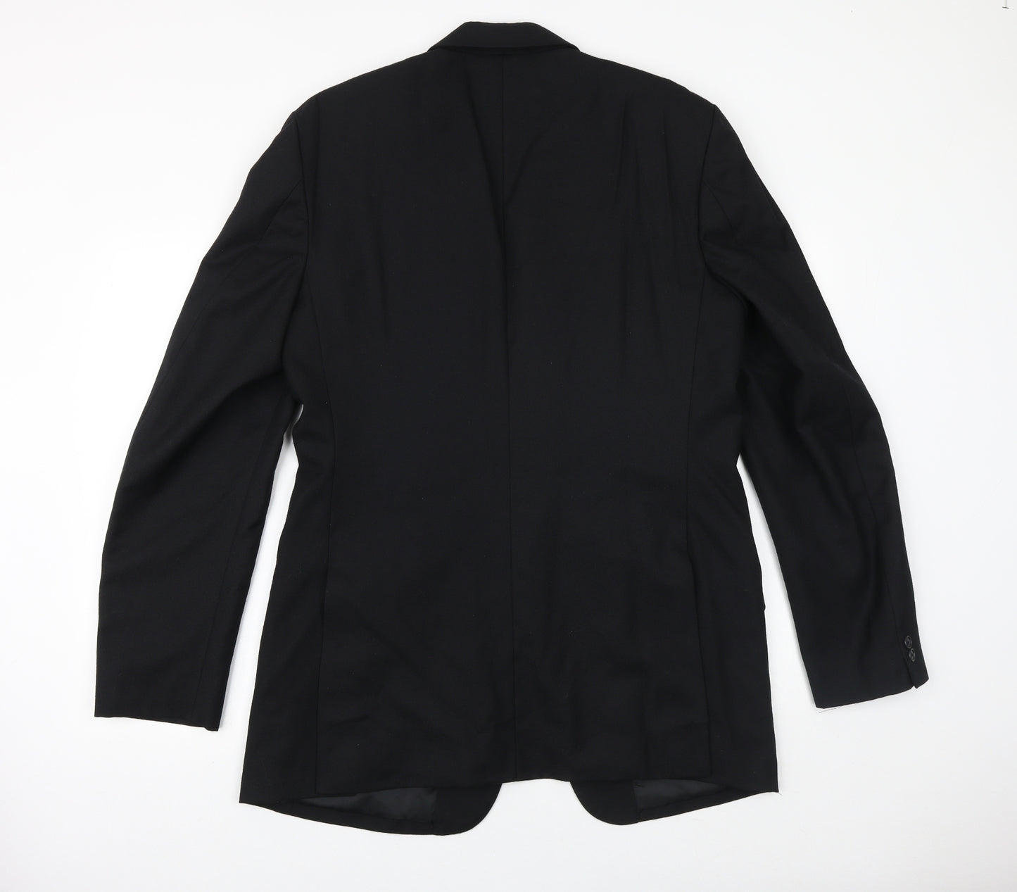 WILLIAM CHENG & SON Mens Black Wool Jacket Suit Jacket Size 40 Regular