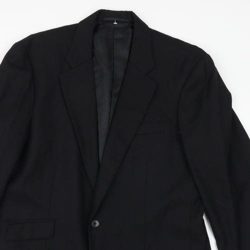 WILLIAM CHENG & SON Mens Black Wool Jacket Suit Jacket Size 40 Regular