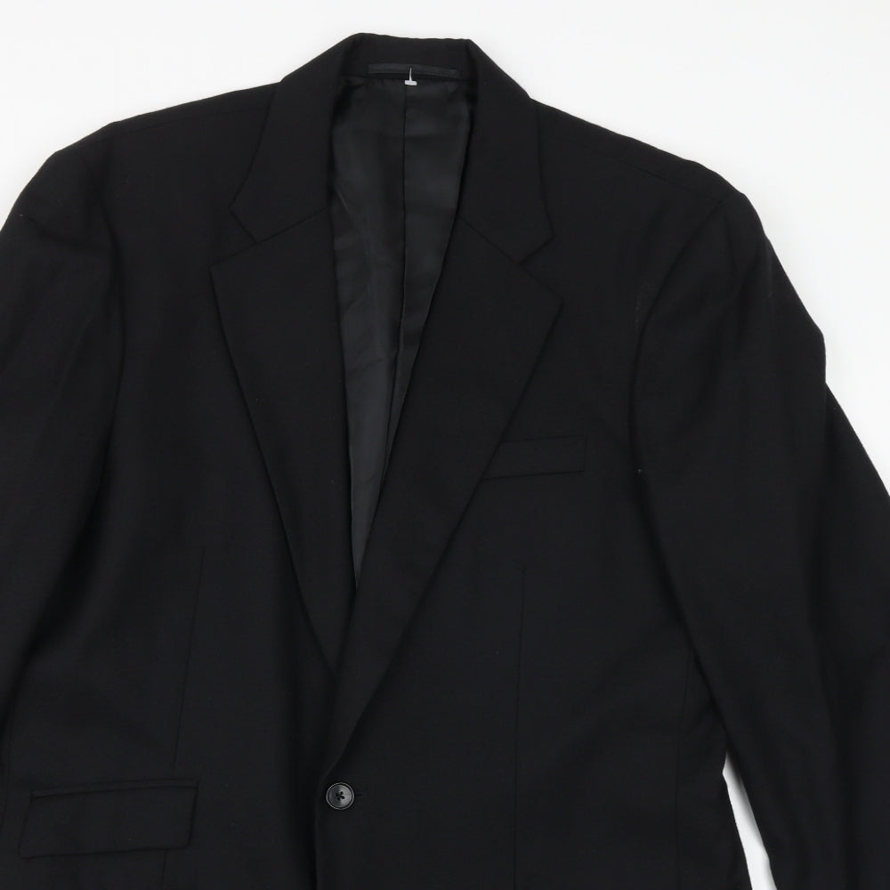WILLIAM CHENG & SON Mens Black Wool Jacket Suit Jacket Size 40 Regular