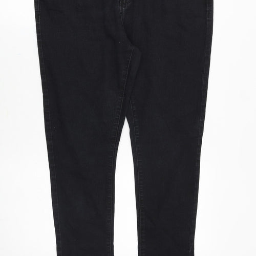 Denim & Co. Womens Black Cotton Straight Jeans Size 16 Slim Zip