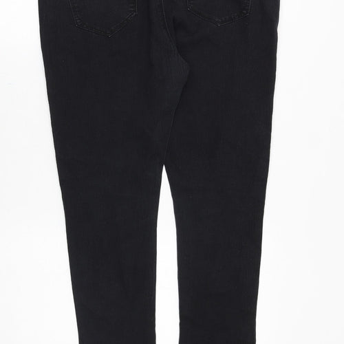Denim & Co. Womens Black Cotton Straight Jeans Size 16 Slim Zip