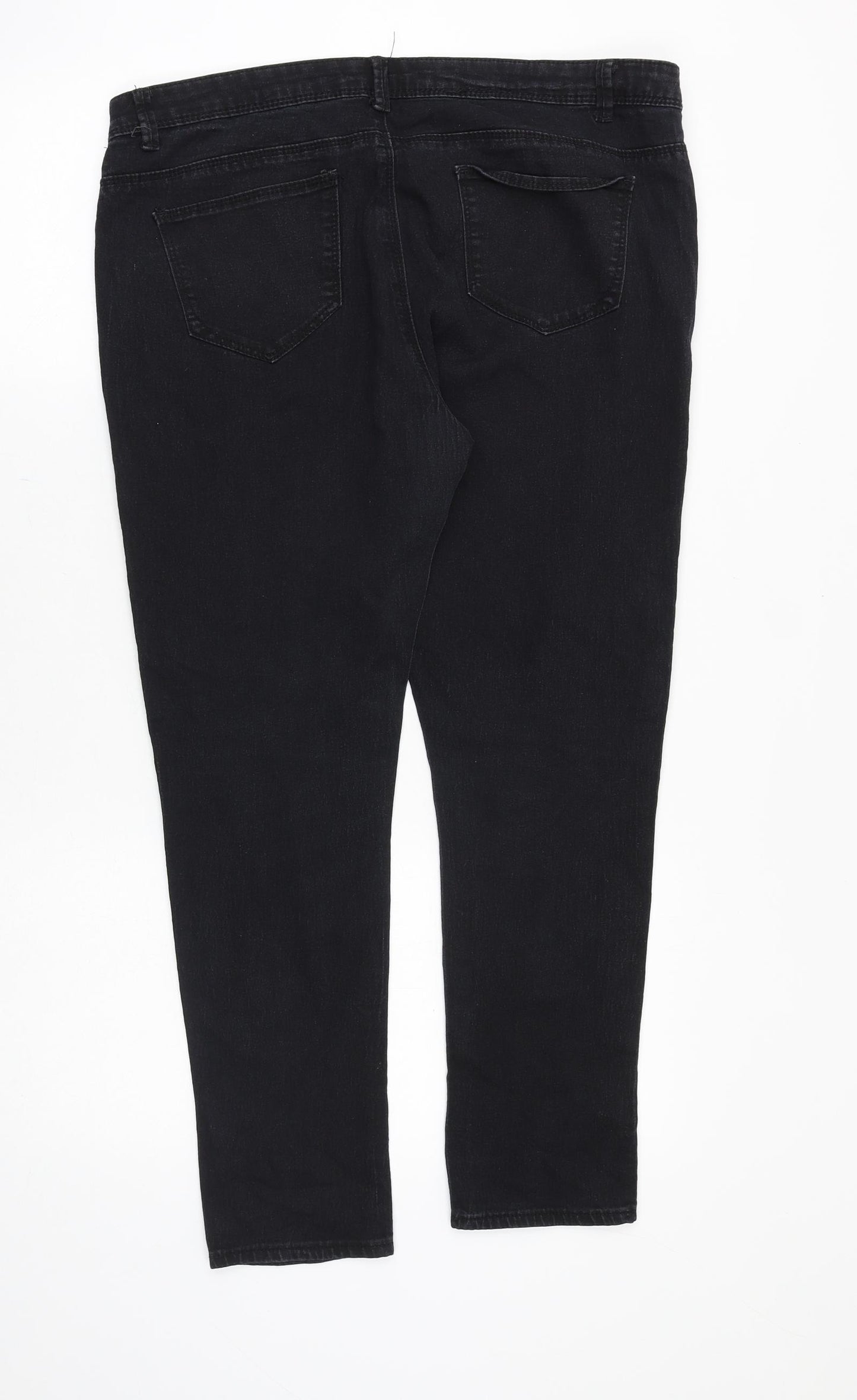 Denim & Co. Womens Black Cotton Straight Jeans Size 16 Slim Zip