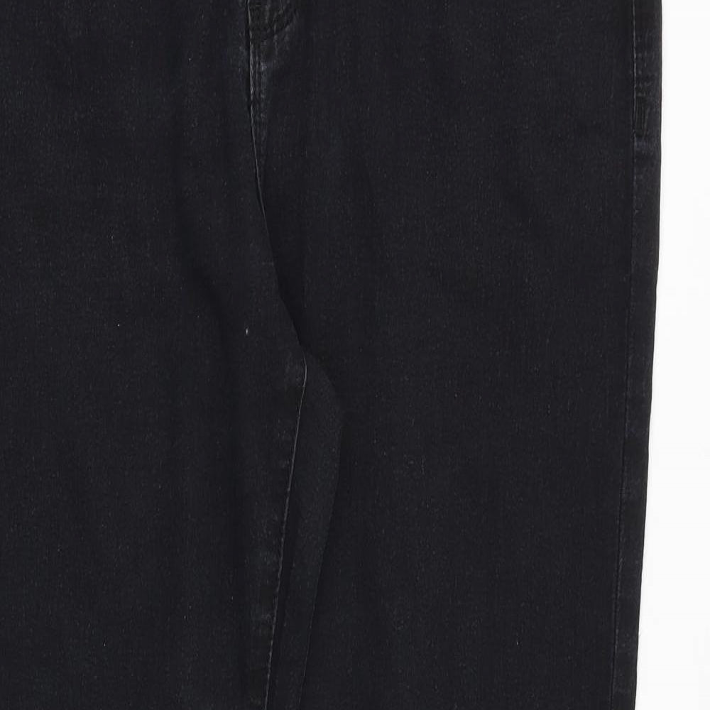 Denim & Co. Womens Black Cotton Straight Jeans Size 16 Slim Zip