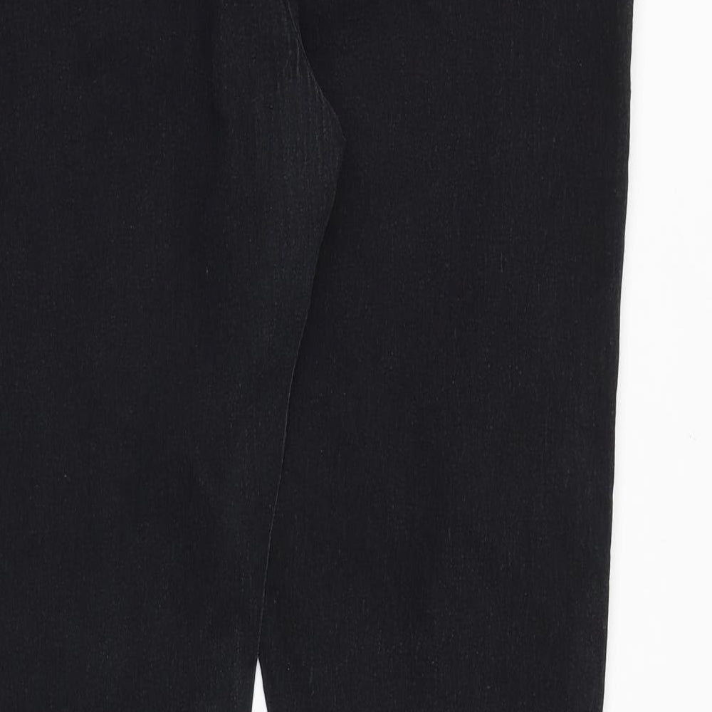 Denim & Co. Womens Black Cotton Straight Jeans Size 16 Slim Zip
