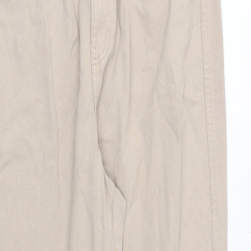 H&M Womens Beige Cotton Straight Jeans Size 12 Regular Zip
