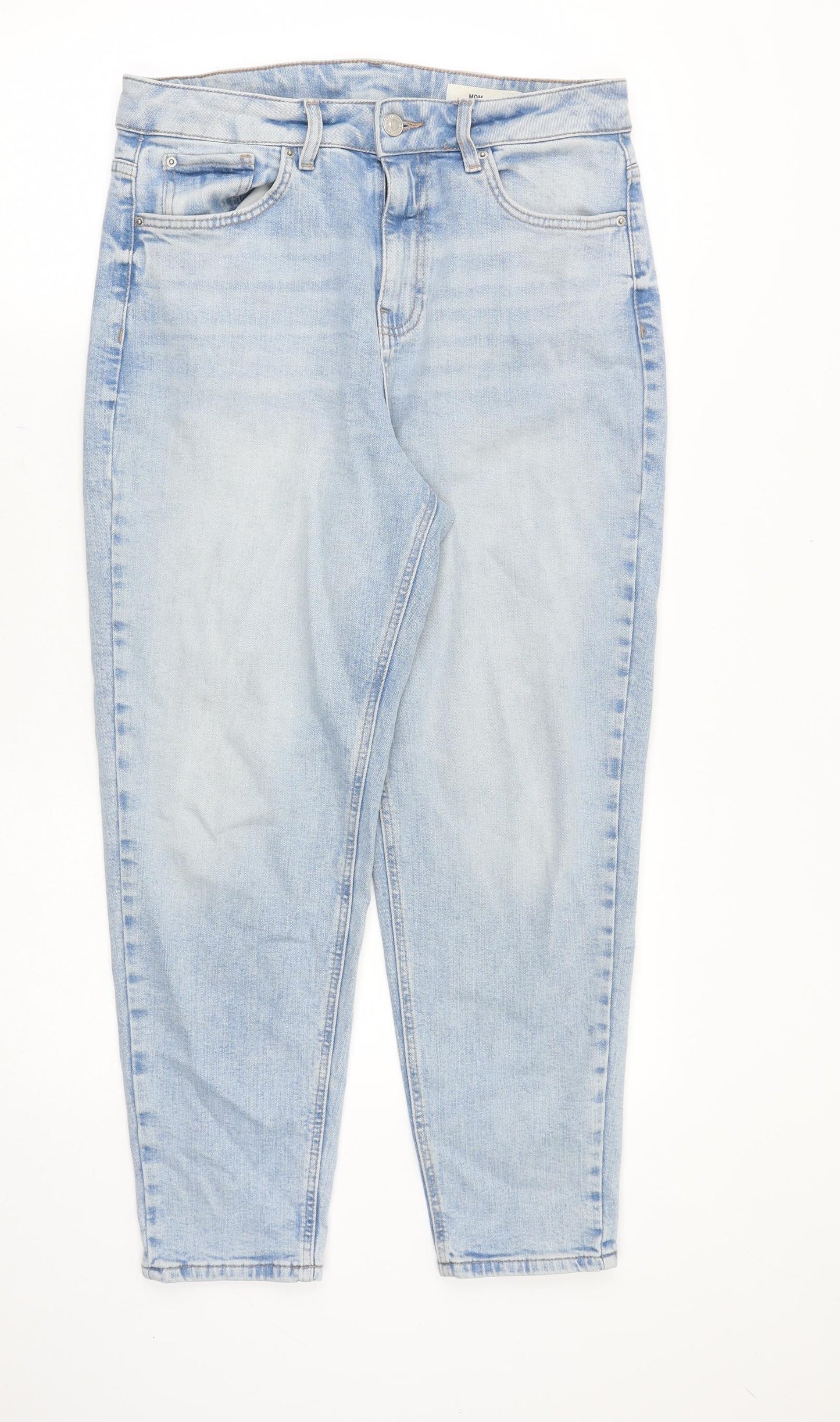 Marks and Spencer Womens Blue Cotton Skinny Jeans Size 12 Regular Zip
