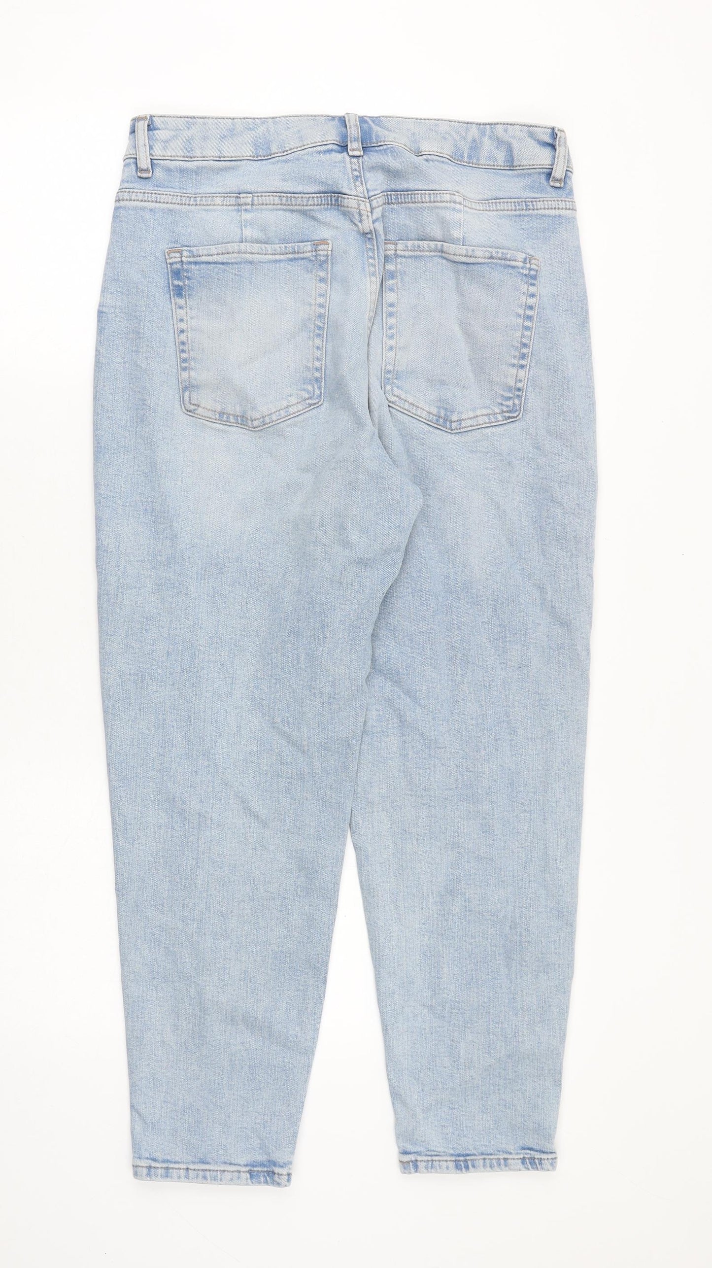 Marks and Spencer Womens Blue Cotton Skinny Jeans Size 12 Regular Zip