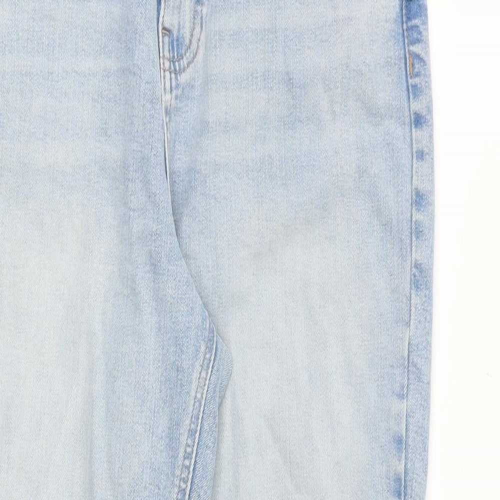 Marks and Spencer Womens Blue Cotton Skinny Jeans Size 12 Regular Zip