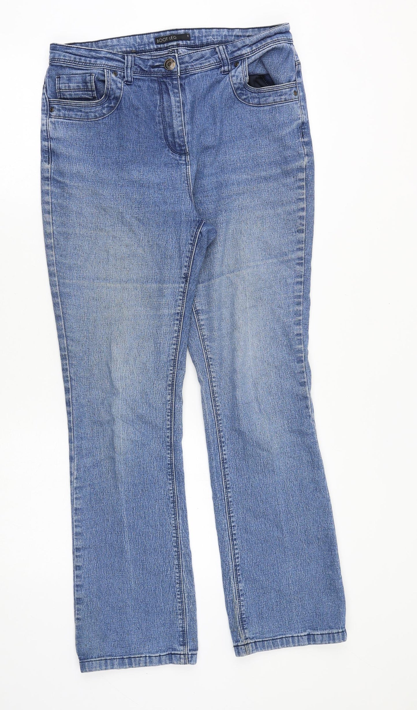 Preworn Womens Blue Cotton Straight Jeans Size 32 in Regular Zip