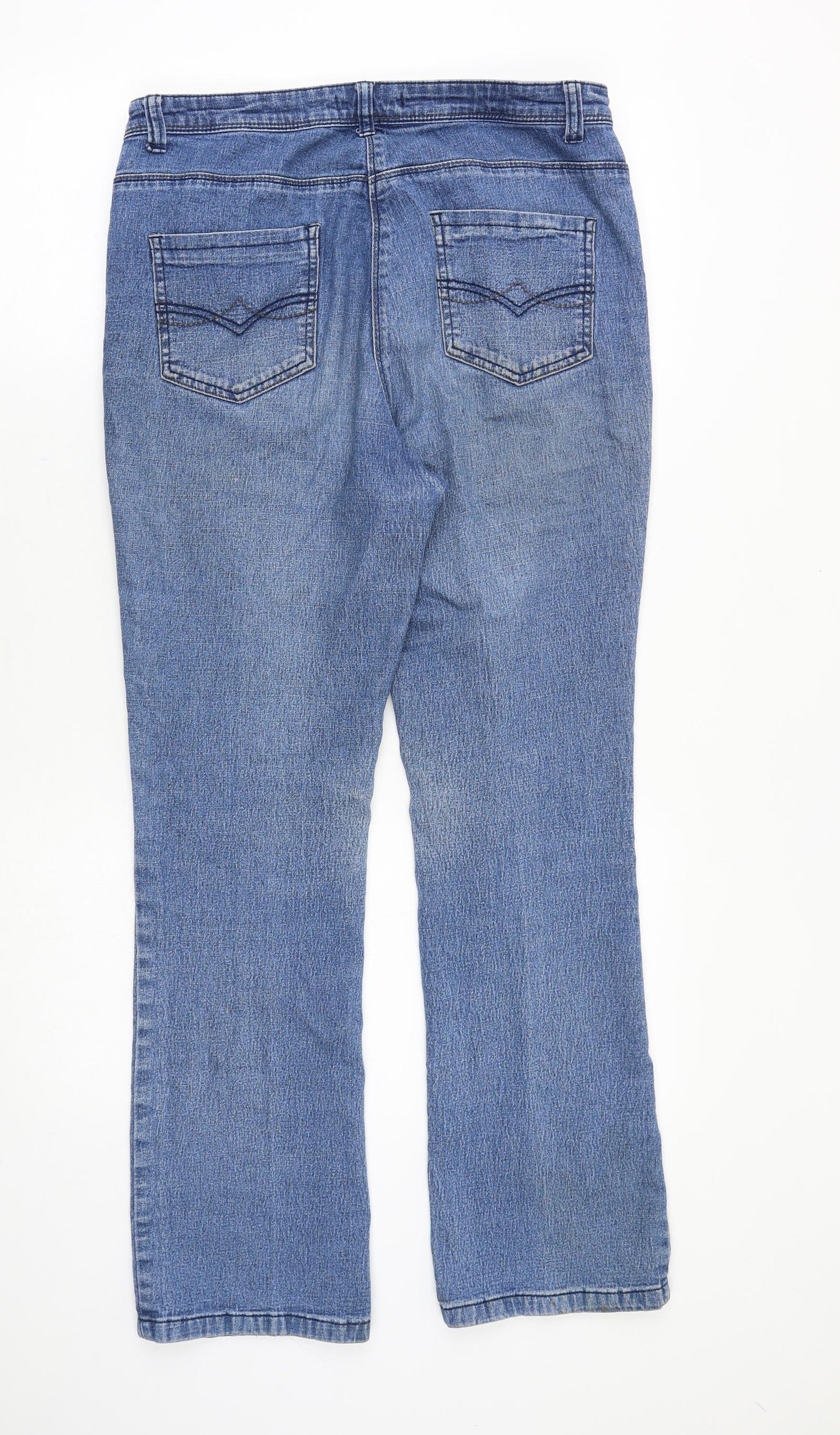 Preworn Womens Blue Cotton Straight Jeans Size 32 in Regular Zip