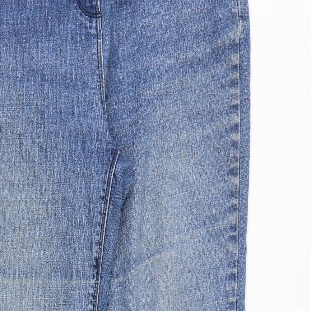 Preworn Womens Blue Cotton Straight Jeans Size 32 in Regular Zip