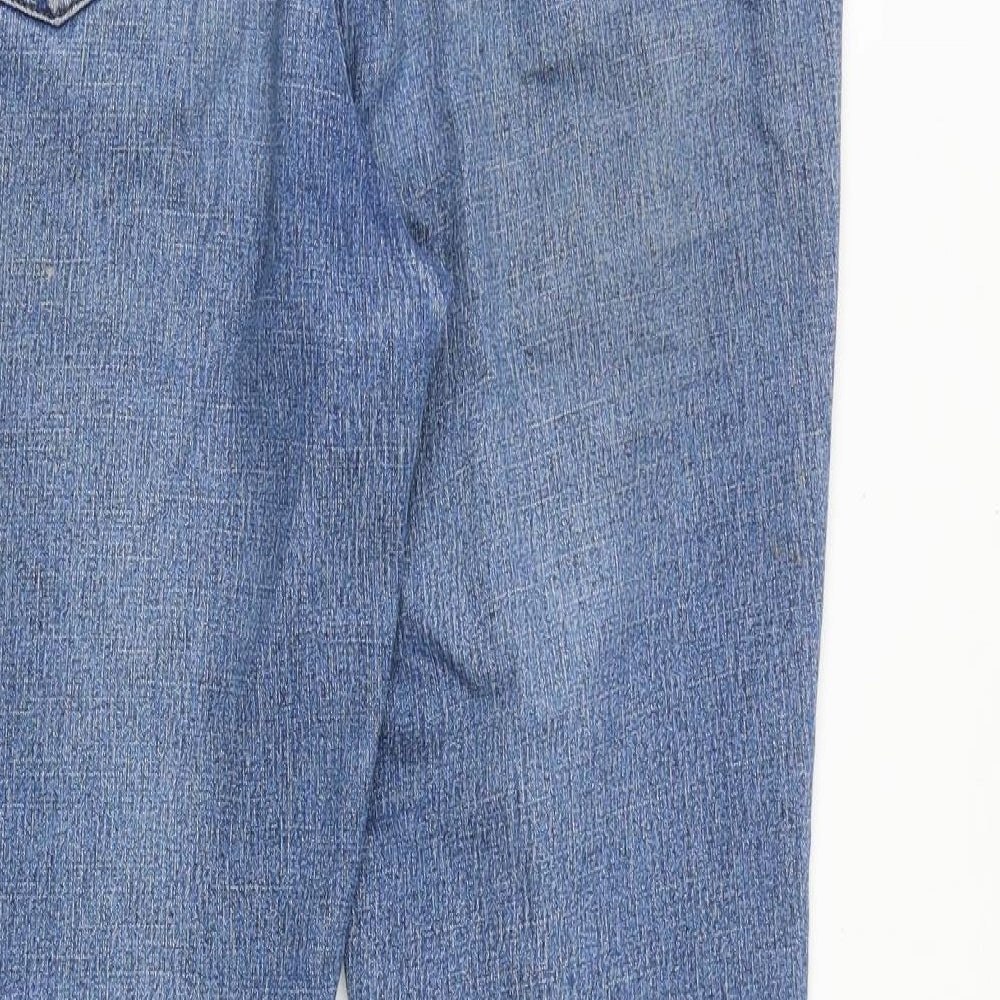 Preworn Womens Blue Cotton Straight Jeans Size 32 in Regular Zip