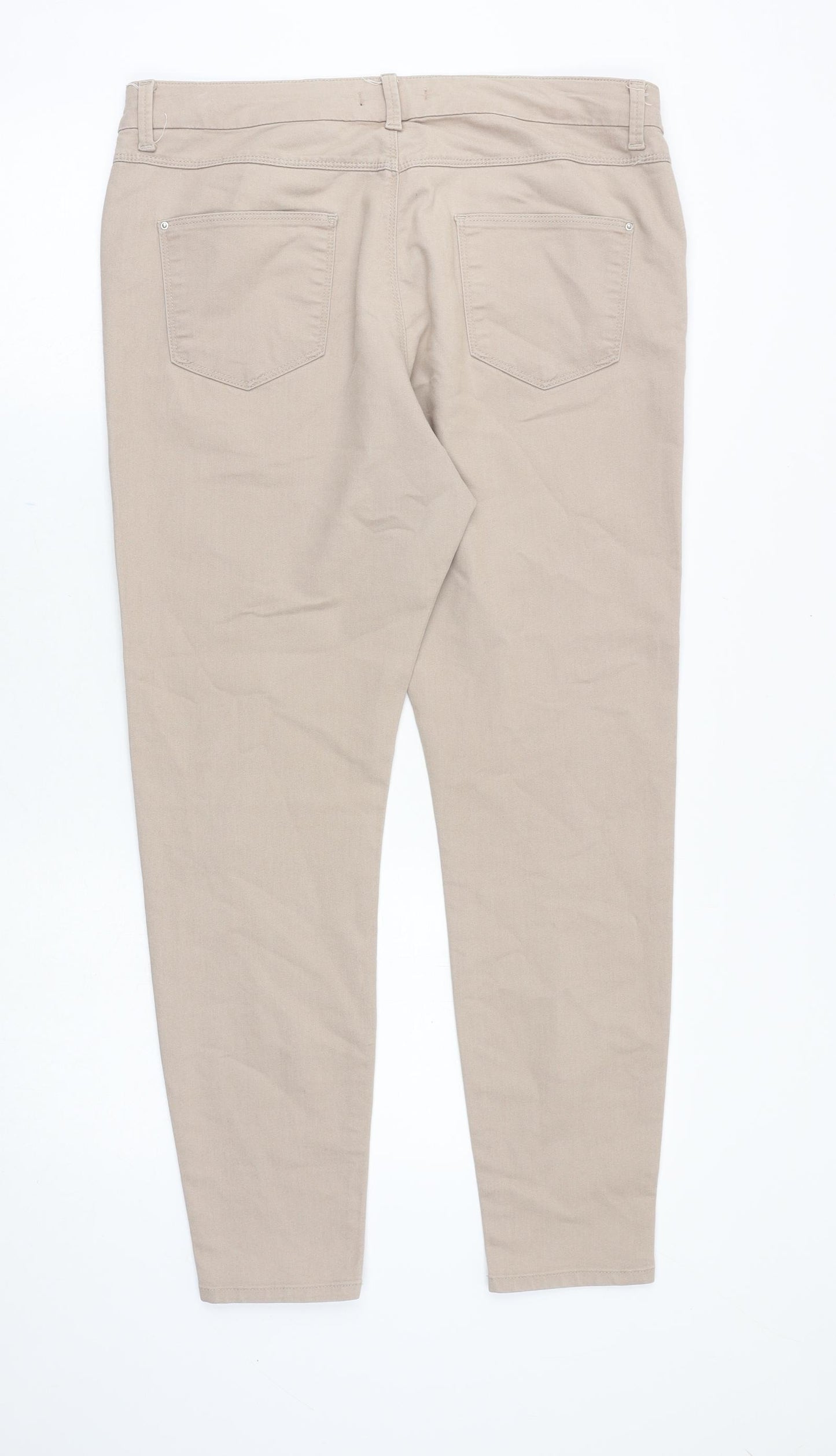 Marks and Spencer Womens Beige Cotton Jegging Jeans Size 14 Regular Zip