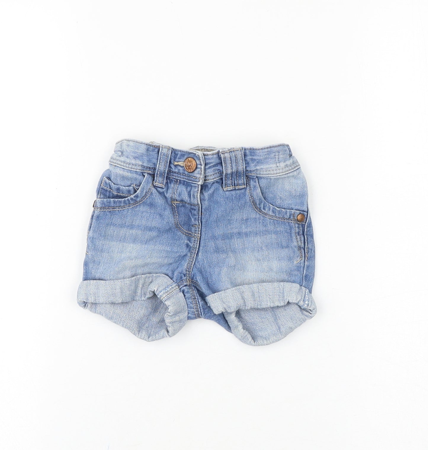 NEXT Baby Blue Cotton Cropped Jeans Size 9-12 Months L50 cm Snap