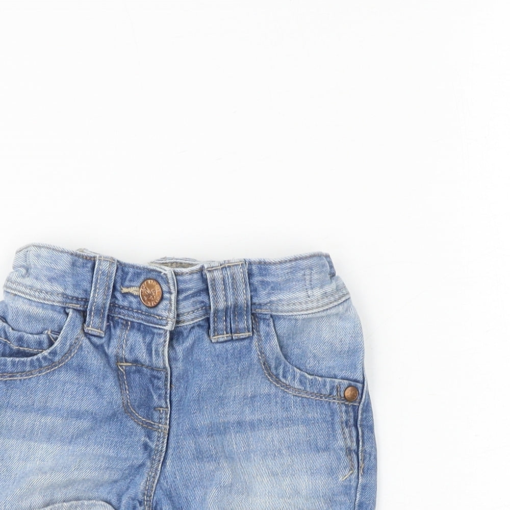 NEXT Baby Blue Cotton Cropped Jeans Size 9-12 Months L50 cm Snap