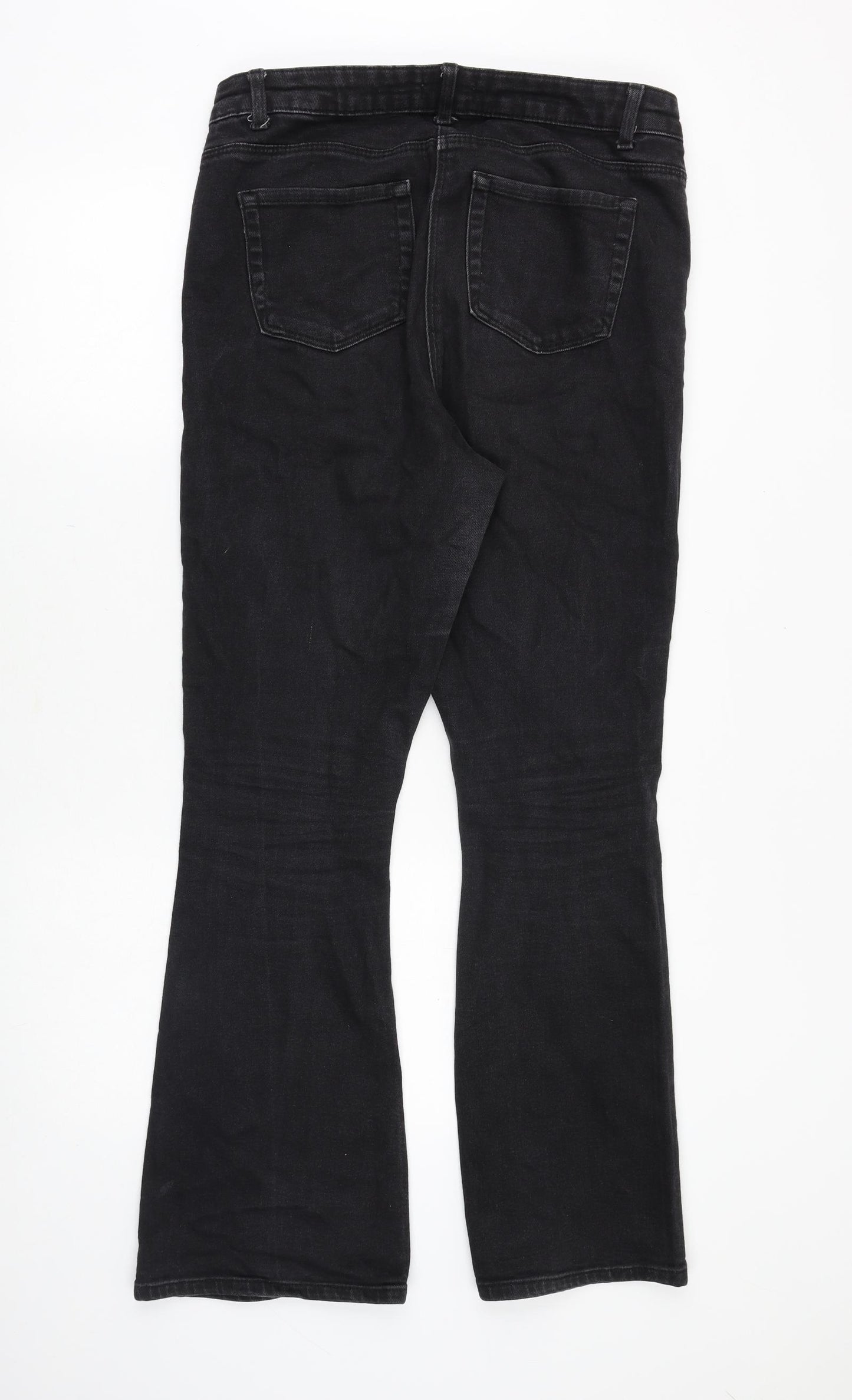 Papaya Womens Black Cotton Bootcut Jeans Size 14 Regular Zip