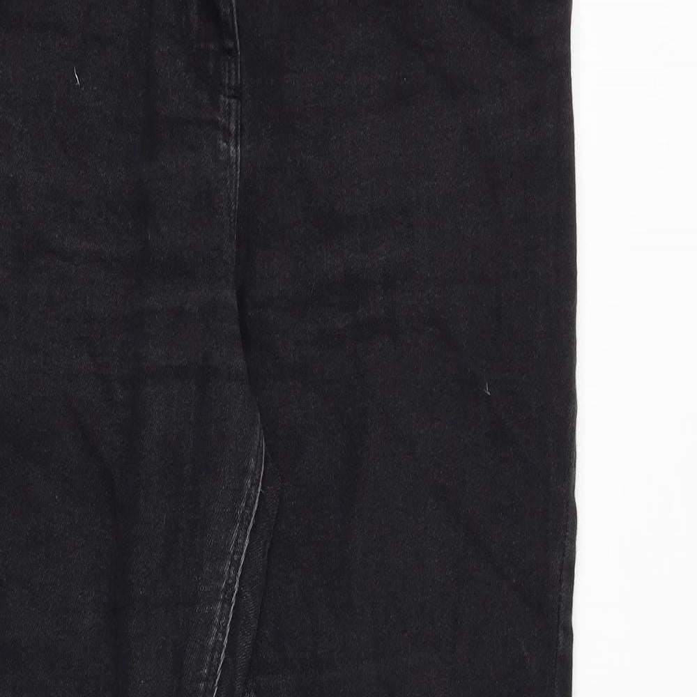 Papaya Womens Black Cotton Bootcut Jeans Size 14 Regular Zip