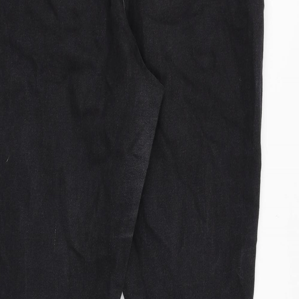 Papaya Womens Black Cotton Bootcut Jeans Size 14 Regular Zip