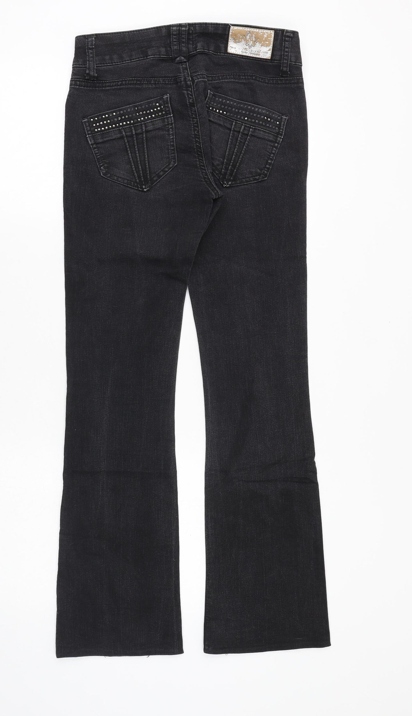 River Island Womens Black Cotton Bootcut Jeans Size 8 Regular Zip