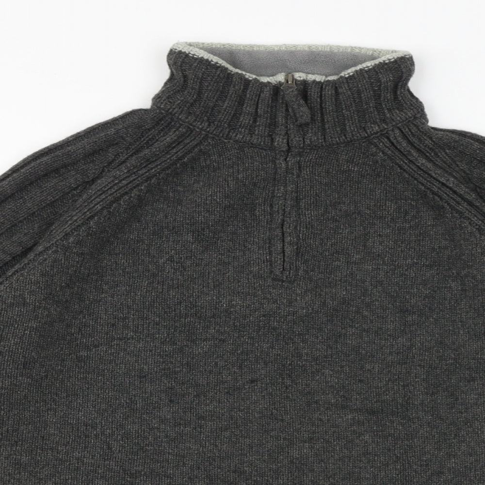 BHS Mens Grey High Neck Wool Pullover Jumper Size M Long Sleeve