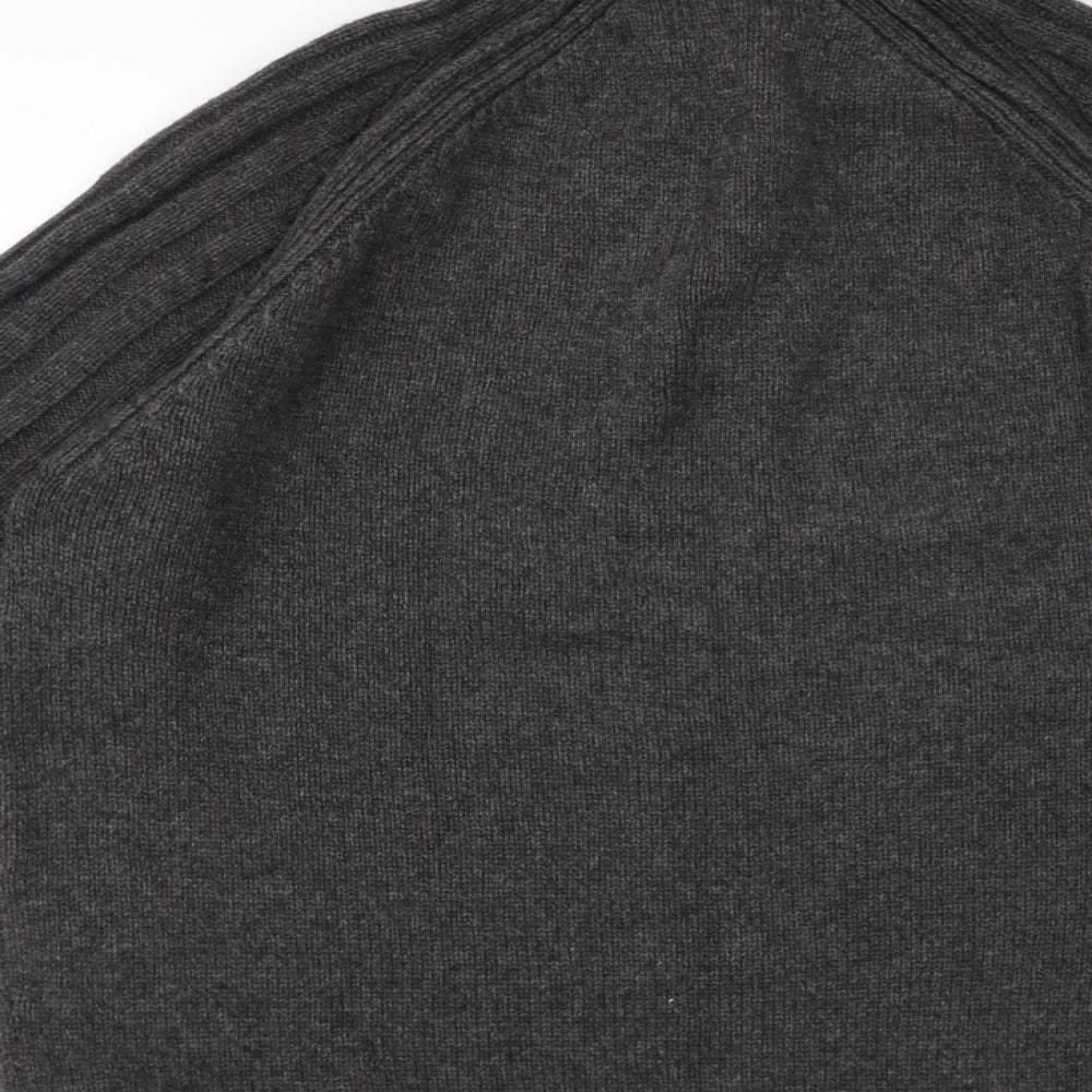 BHS Mens Grey High Neck Wool Pullover Jumper Size M Long Sleeve