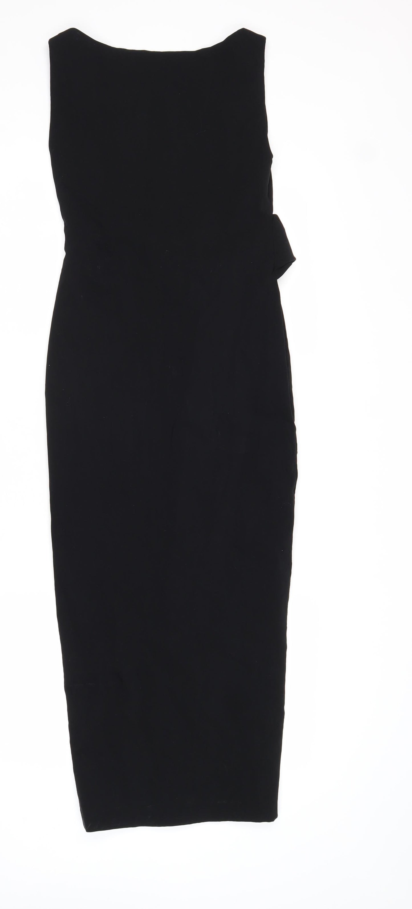 Aquacouture Womens Black Viscose Sheath Size M Boat Neck Zip