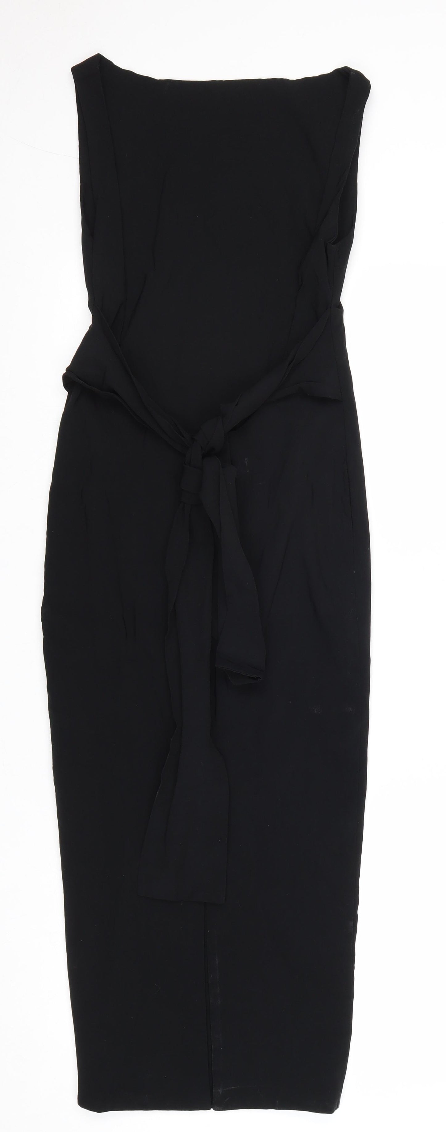 Aquacouture Womens Black Viscose Sheath Size M Boat Neck Zip