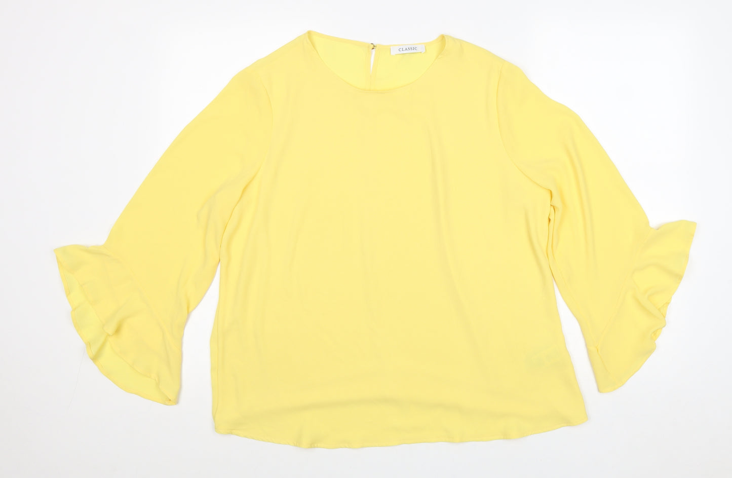 Marks and Spencer Womens Yellow Polyester Basic Blouse Size 16 Boat Neck