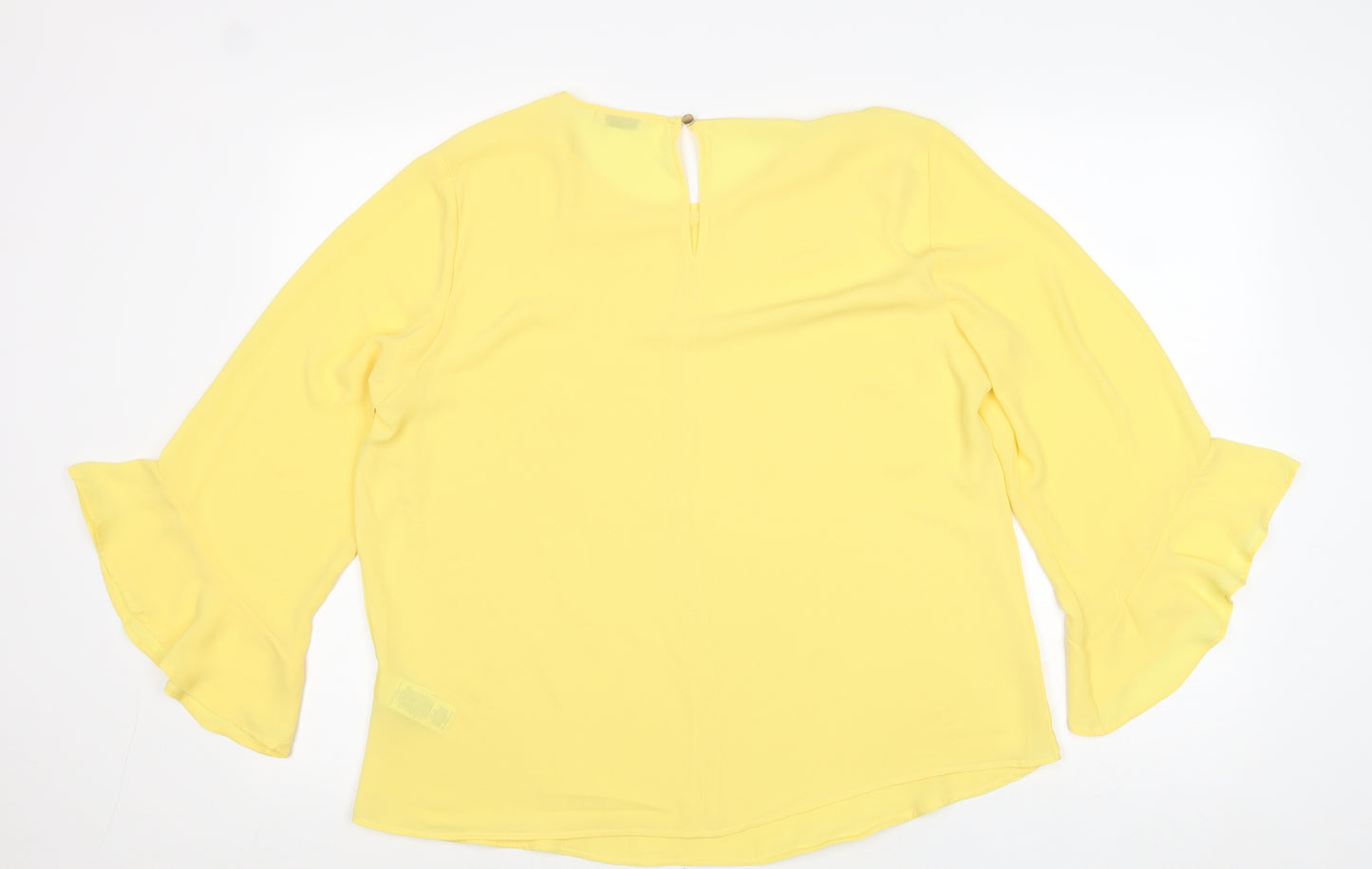 Marks and Spencer Womens Yellow Polyester Basic Blouse Size 16 Boat Neck