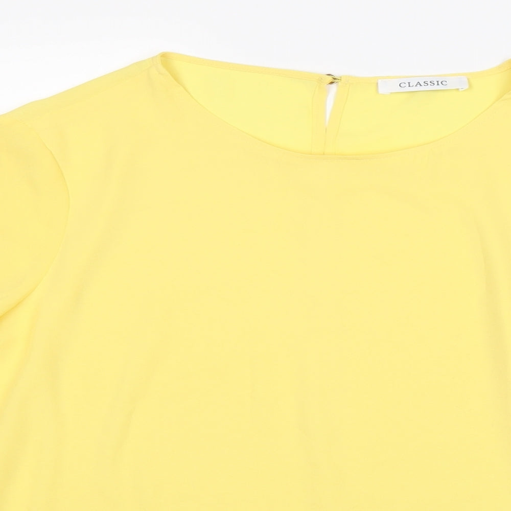 Marks and Spencer Womens Yellow Polyester Basic Blouse Size 16 Boat Neck