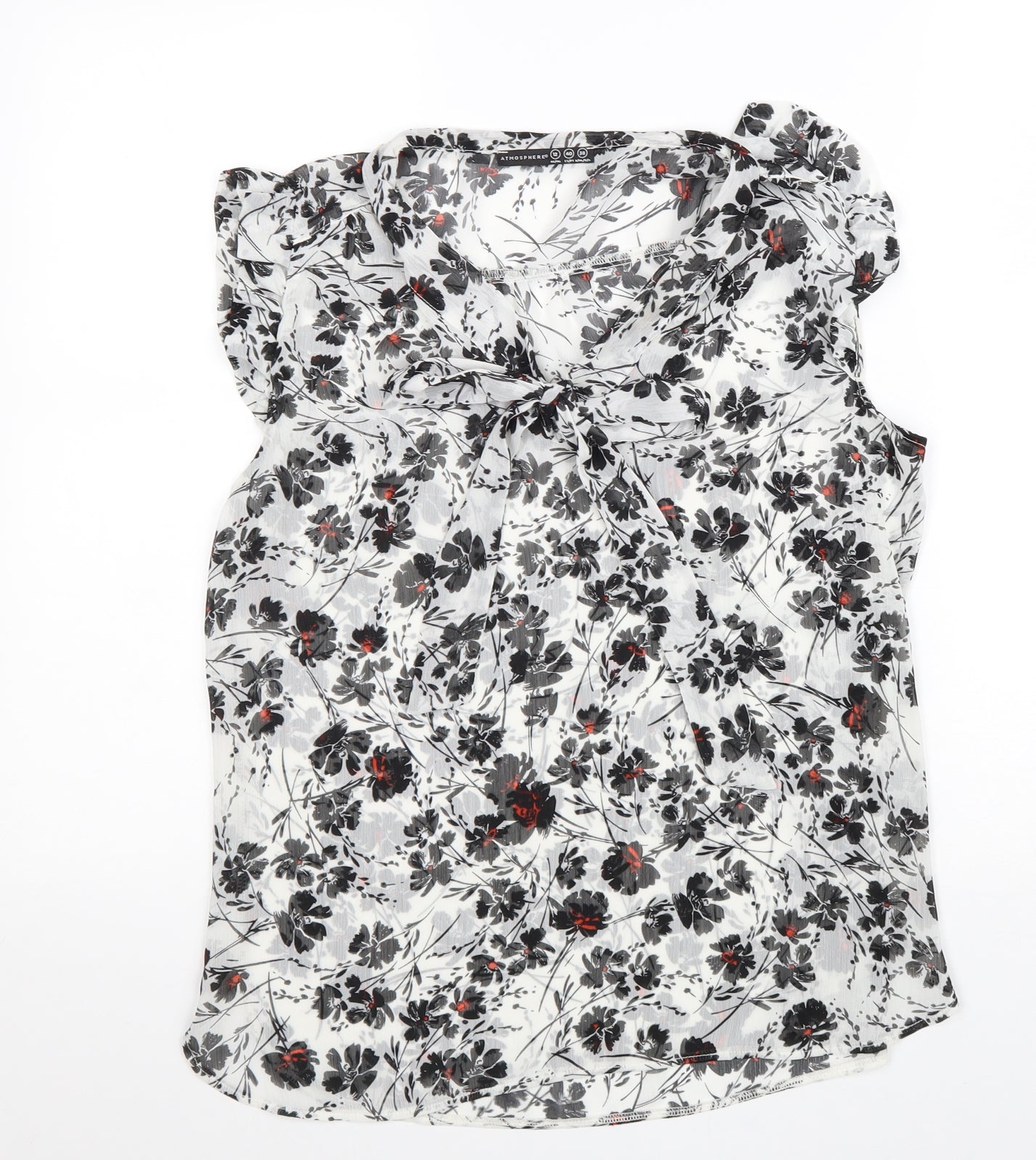 Atmosphere Womens Black Floral Polyester Basic Blouse Size 12 Collared
