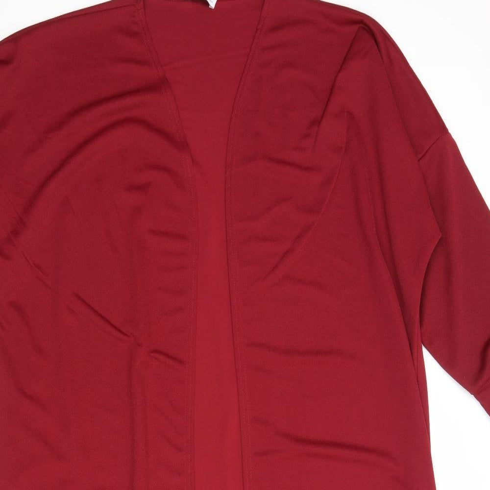 Styled By Womens Red Polyester Kimono Blouse Size L V-Neck