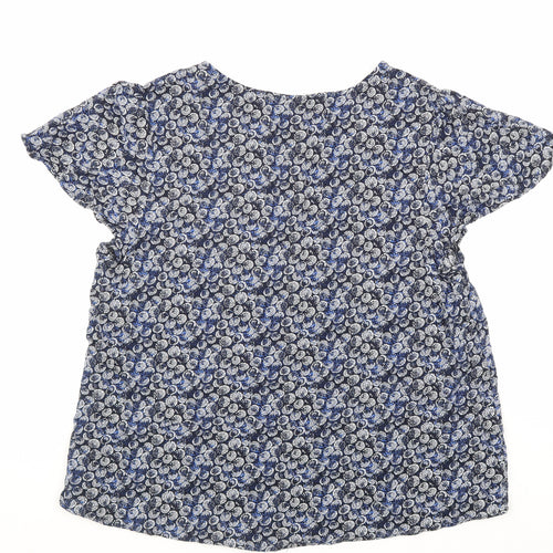 Debenhams Womens Blue Geometric Viscose Basic Blouse Size 16 V-Neck