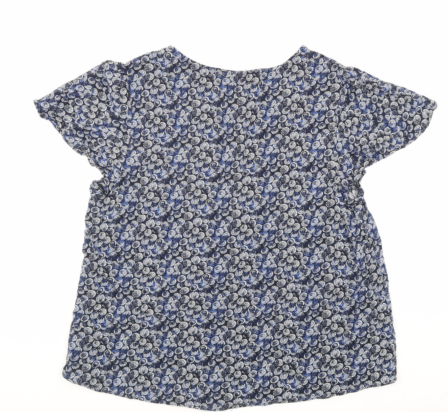 Debenhams Womens Blue Geometric Viscose Basic Blouse Size 16 V-Neck