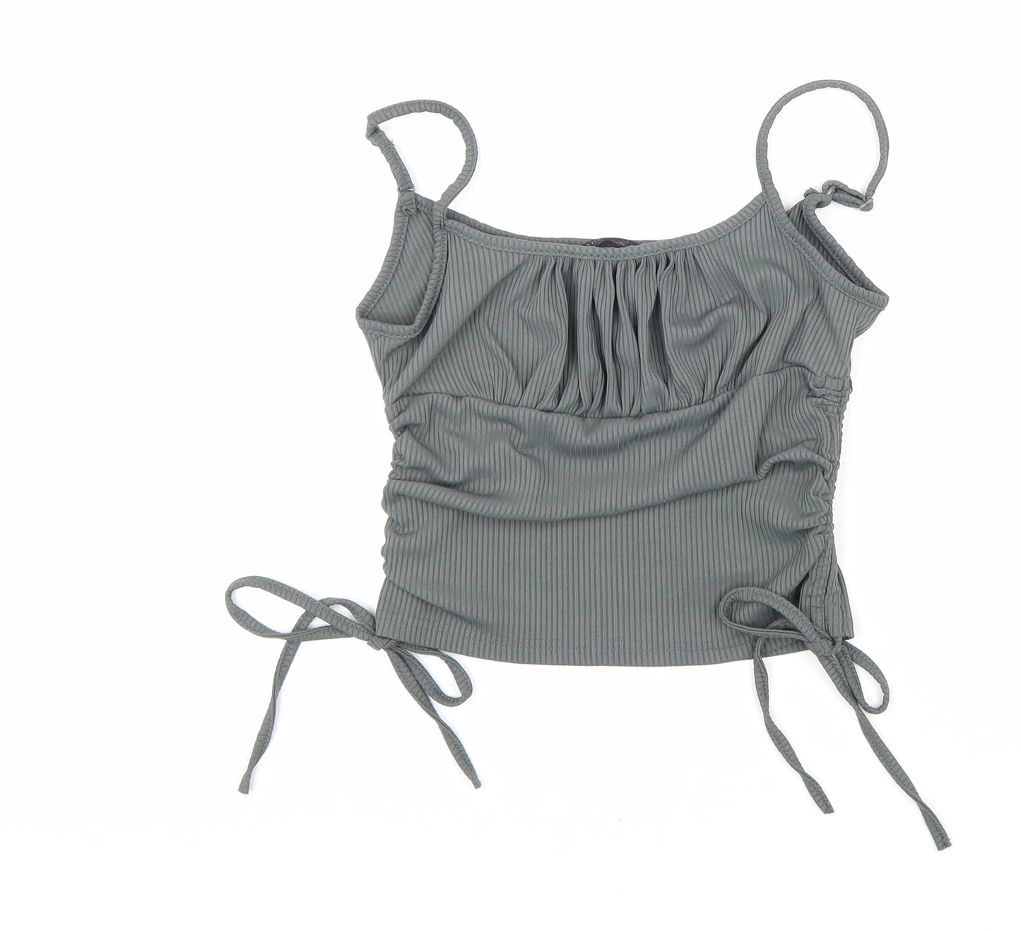 SheIn Womens Grey Polyester Camisole Tank Size M Round Neck - Ruched Sides