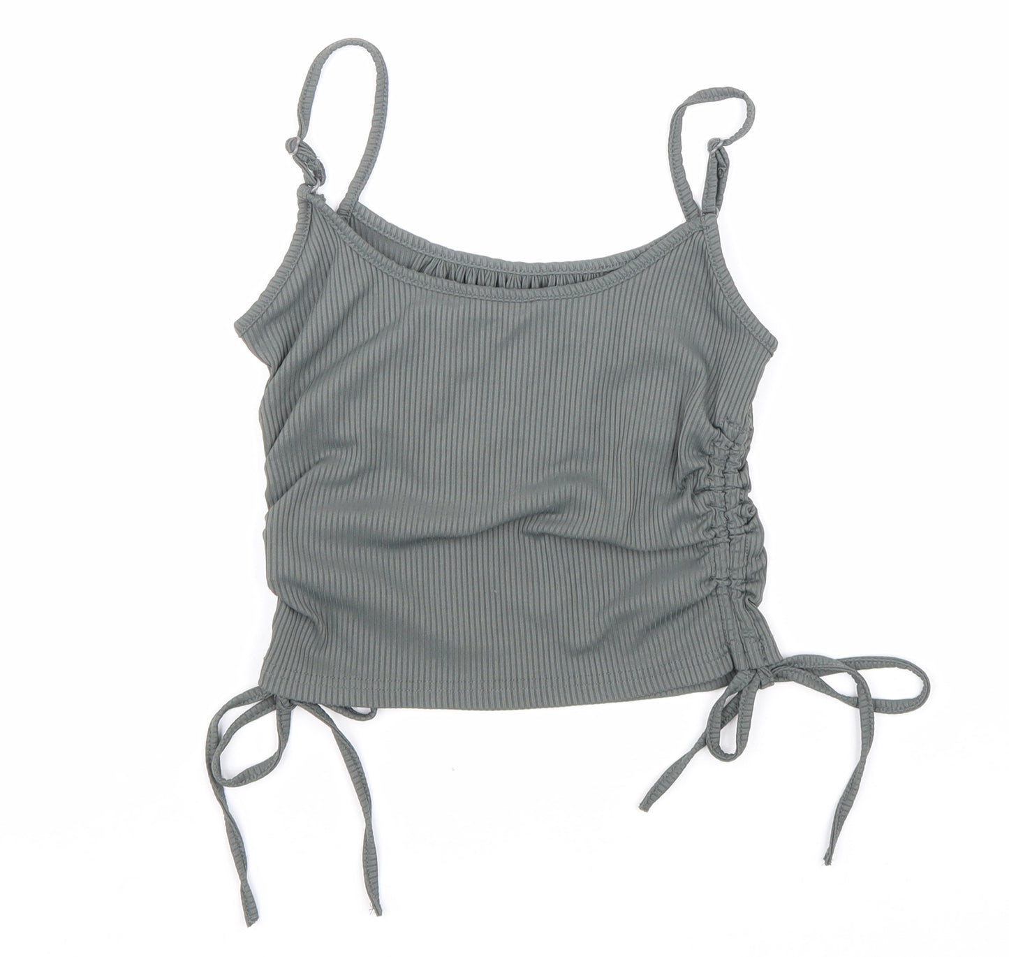 SheIn Womens Grey Polyester Camisole Tank Size M Round Neck - Ruched Sides