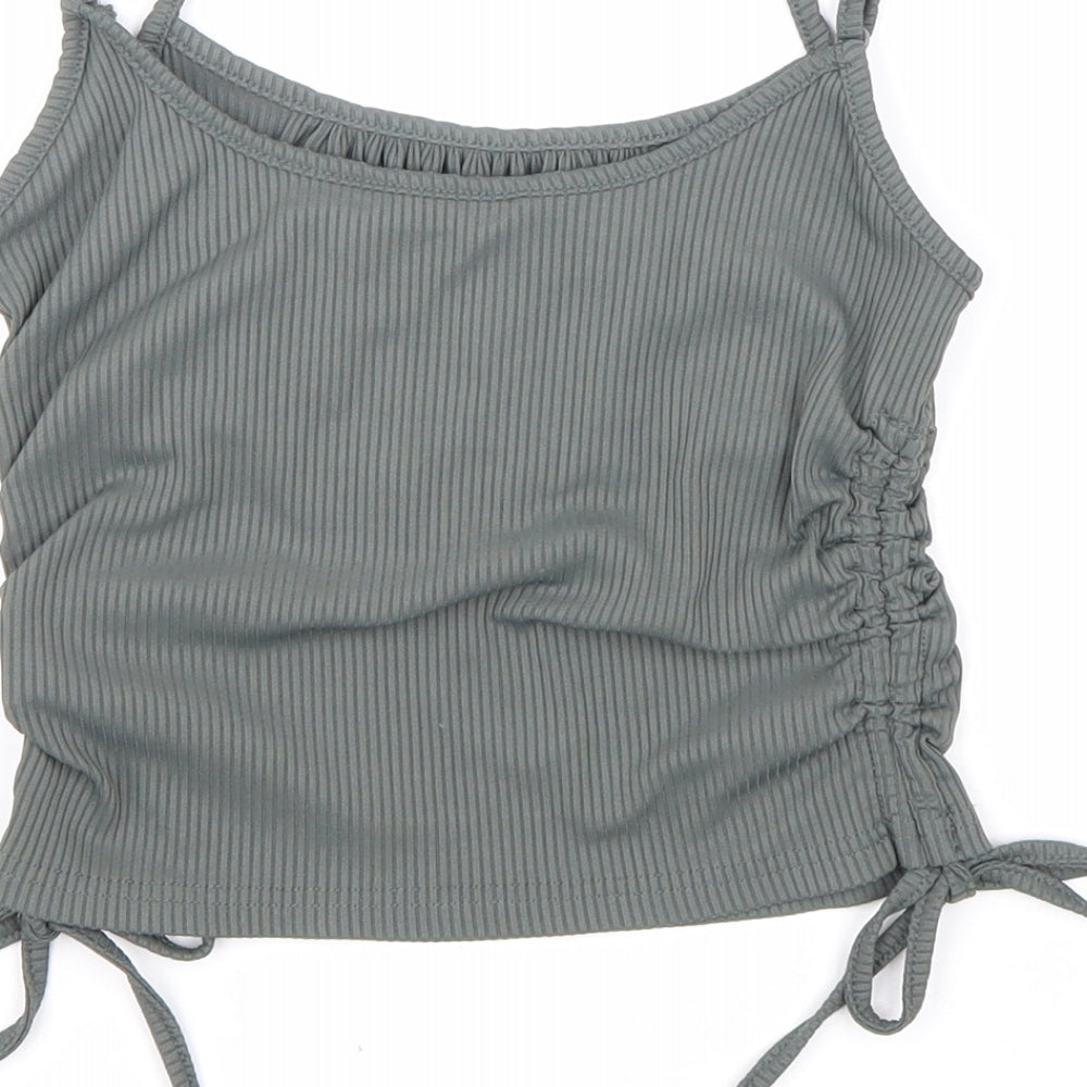 SheIn Womens Grey Polyester Camisole Tank Size M Round Neck - Ruched Sides