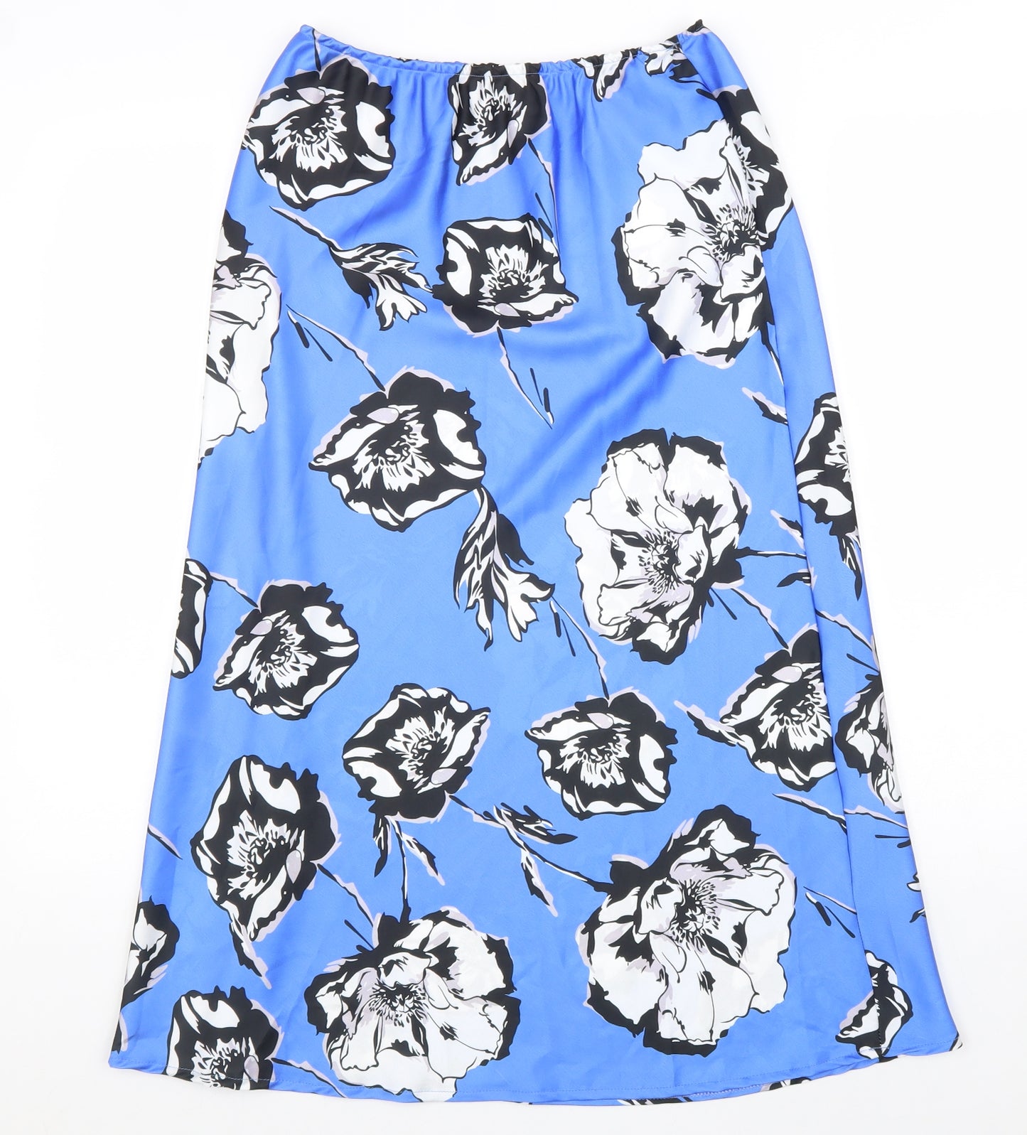 Saiph Lab Womens Blue Floral Polyester A-Line Skirt Size L