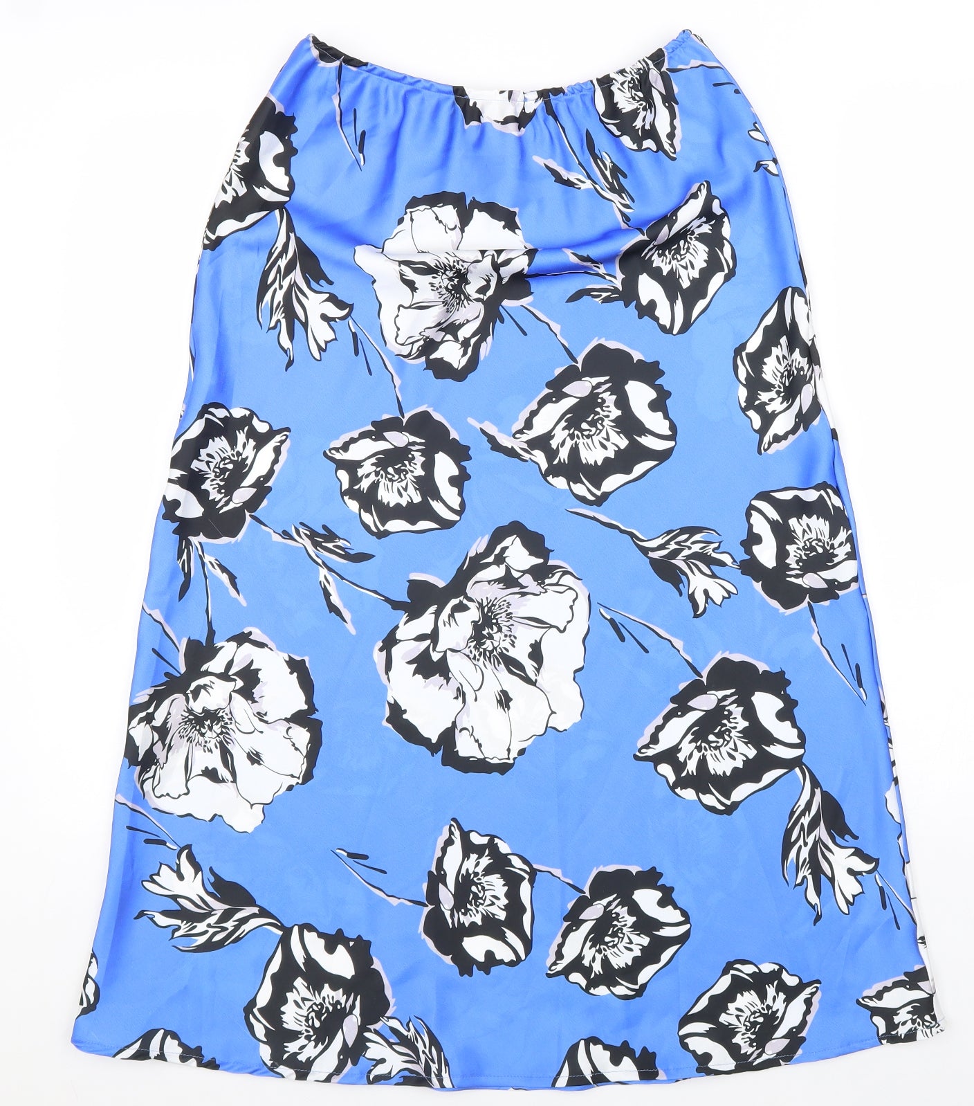 Saiph Lab Womens Blue Floral Polyester A-Line Skirt Size L