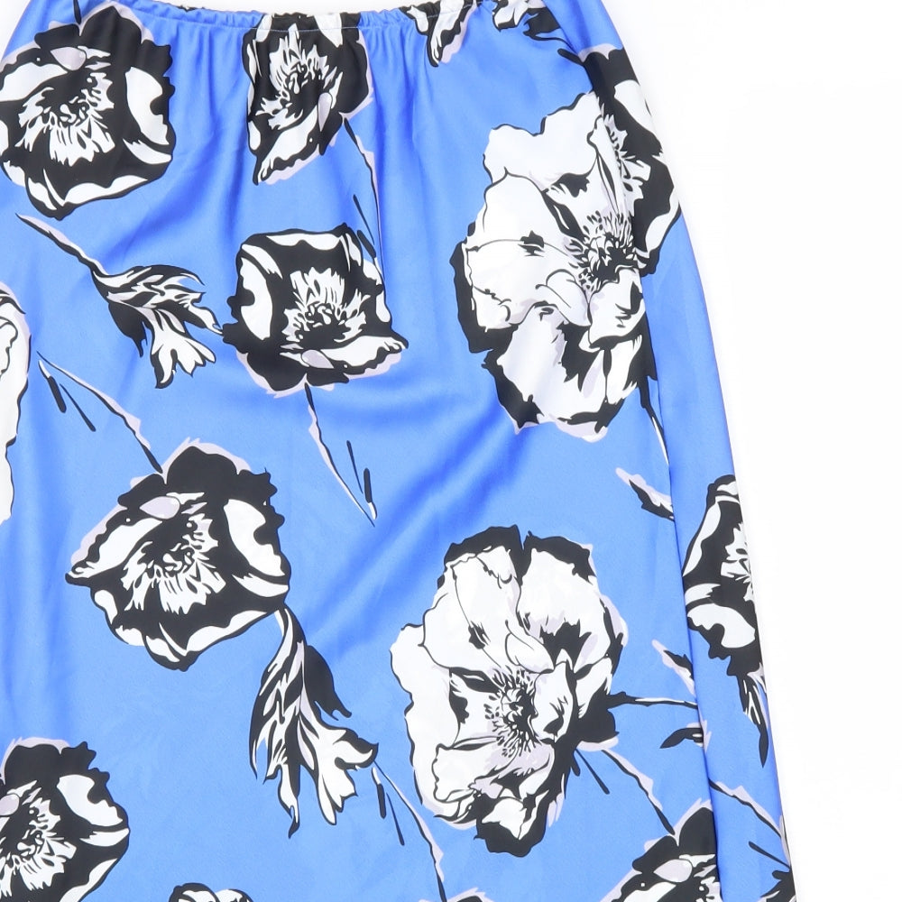 Saiph Lab Womens Blue Floral Polyester A-Line Skirt Size L