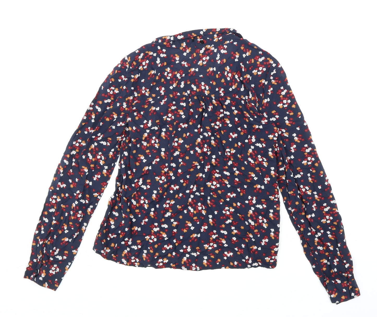 Clockhouse Womens Blue Floral Viscose Basic Button-Up Size 8 Collared