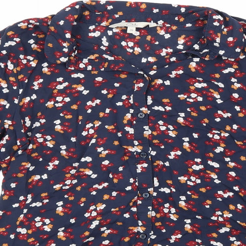 Clockhouse Womens Blue Floral Viscose Basic Button-Up Size 8 Collared