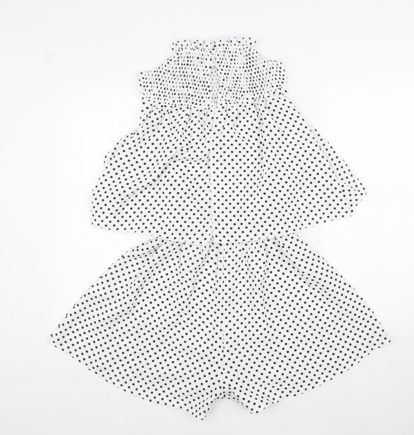 Missguided Womens White Polka Dot Polyester Playsuit One-Piece Size 10 Zip