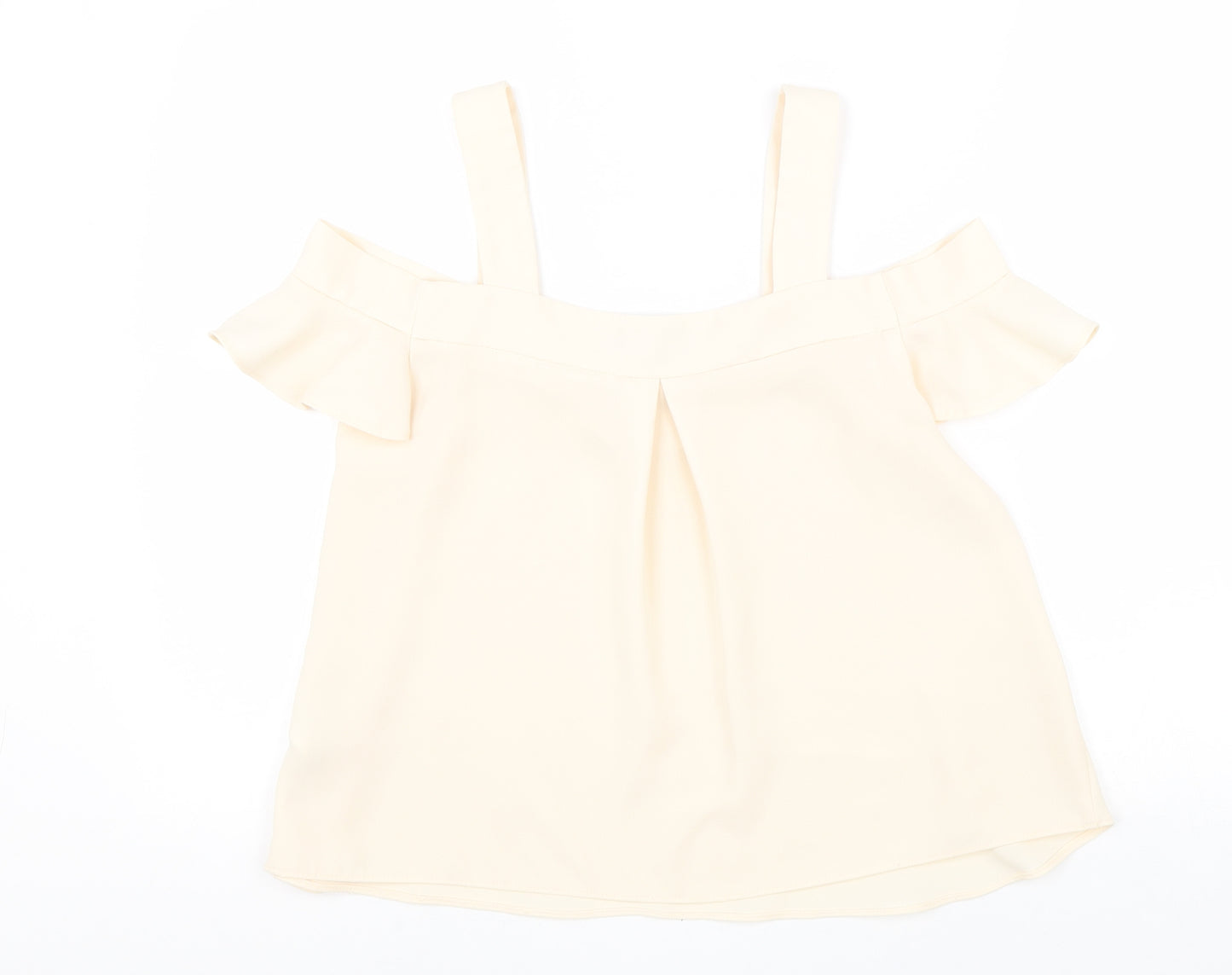 Topshop Womens Beige Polyester Basic Blouse Size 8 V-Neck