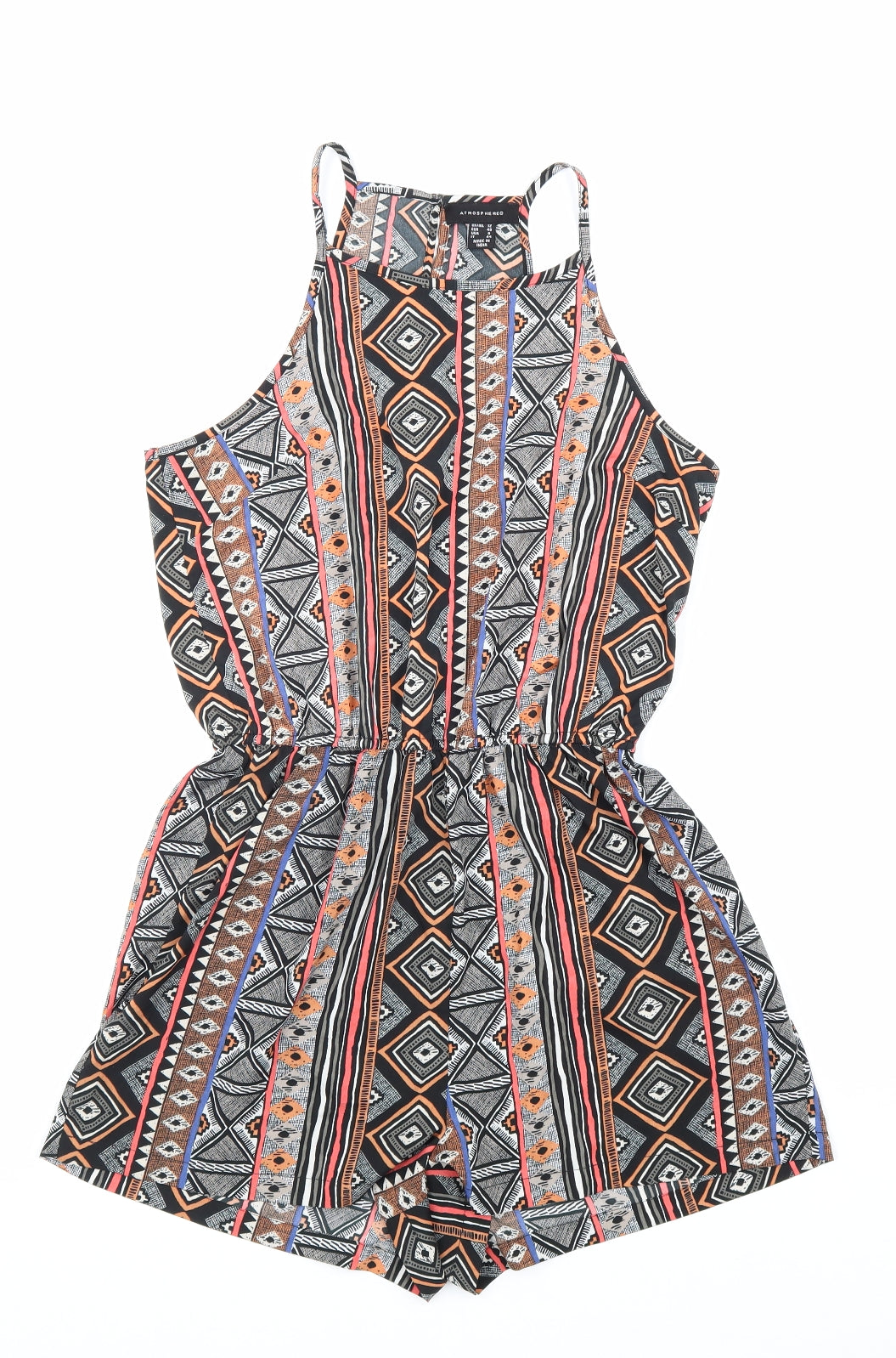 Atmosphere Womens Multicoloured Geometric Polyester Playsuit One-Piece Size 12 Button
