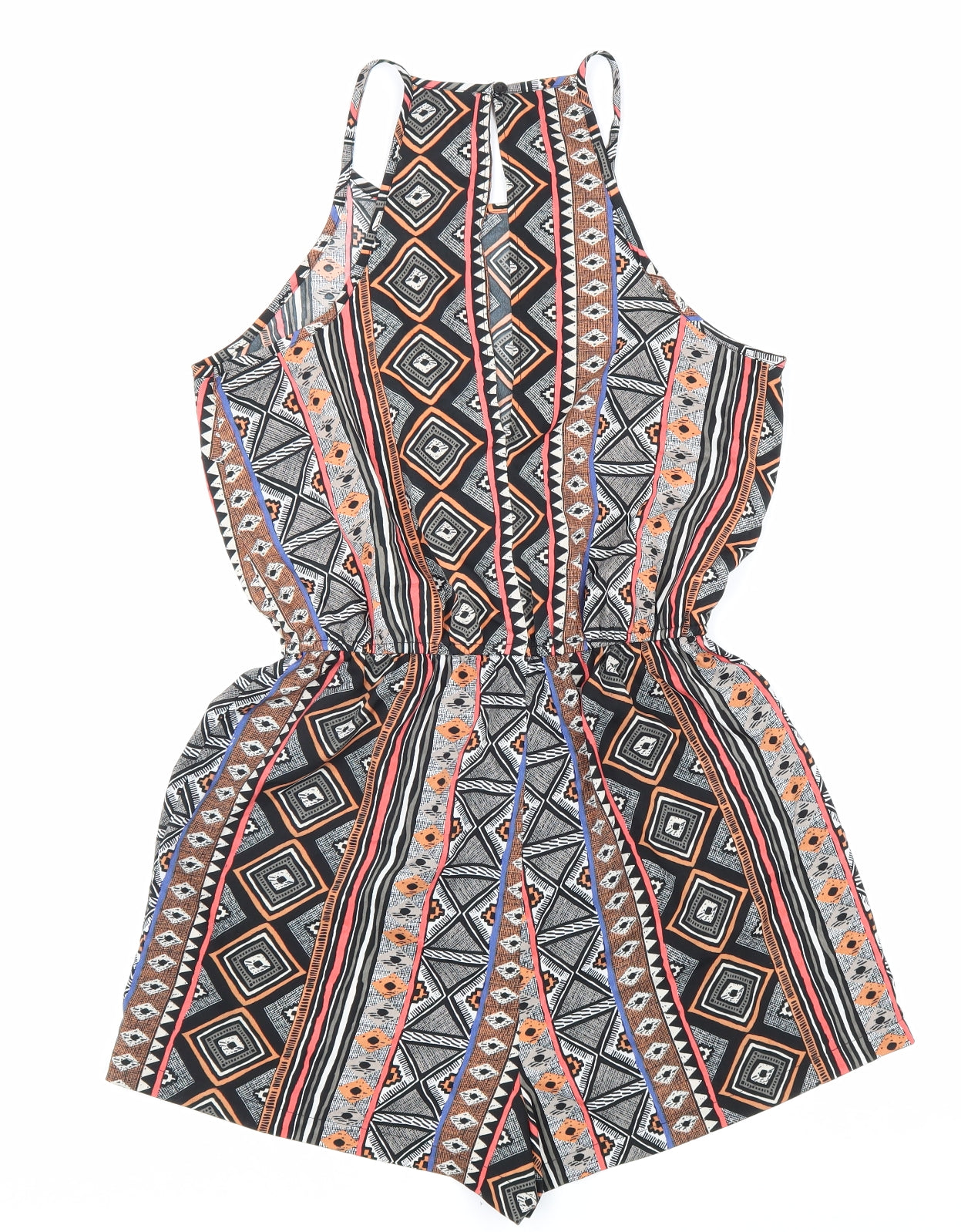 Atmosphere Womens Multicoloured Geometric Polyester Playsuit One-Piece Size 12 Button