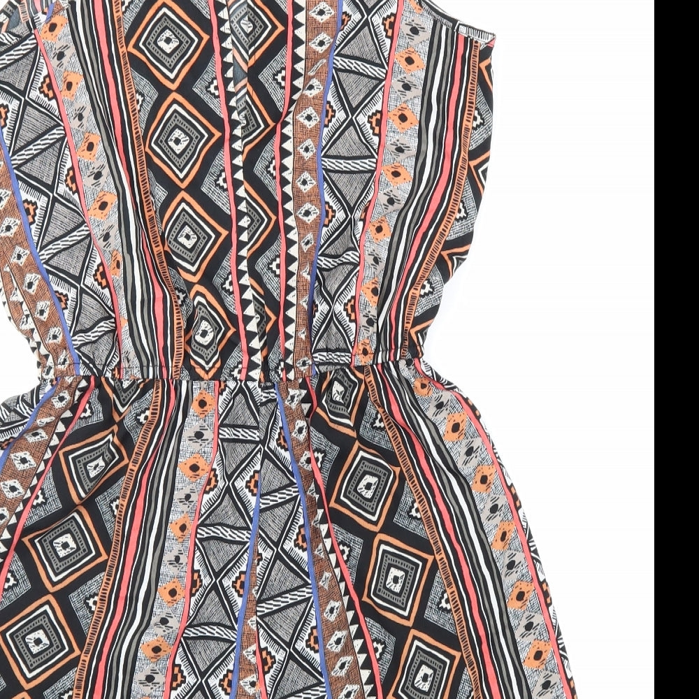 Atmosphere Womens Multicoloured Geometric Polyester Playsuit One-Piece Size 12 Button