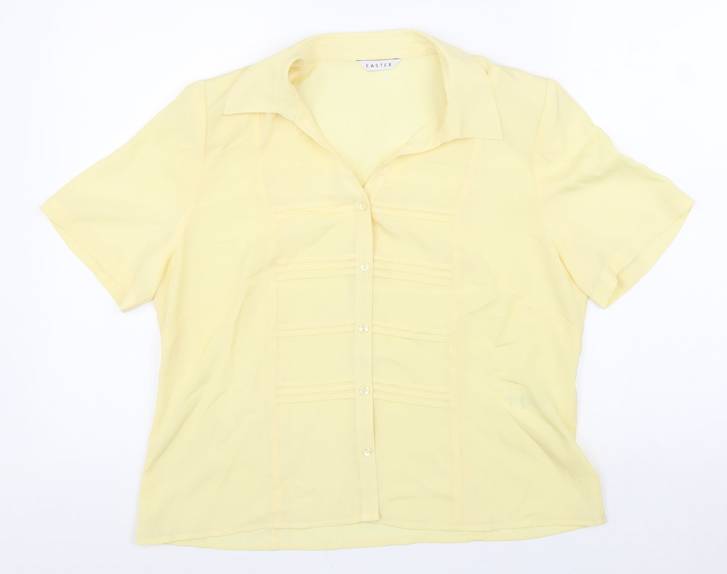Eastex Womens Yellow Polyester Basic Button-Up Size 14 Collared